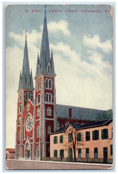 c1910 St John Catholic Church Building Indianapolis Indiana IN Unposted Postcard