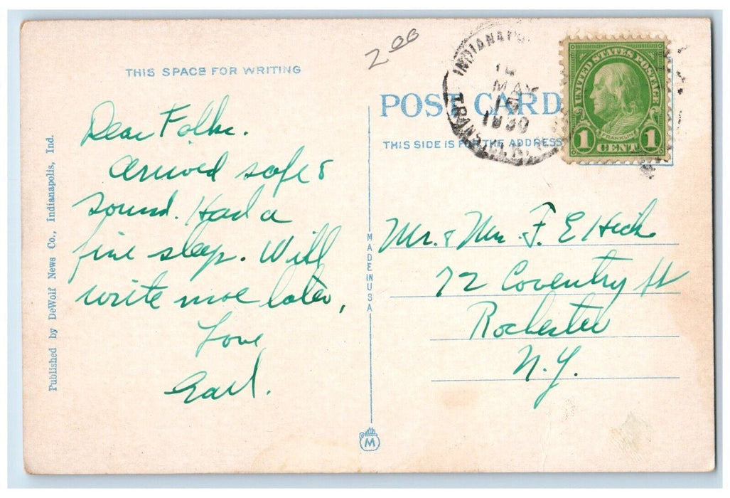 1930 Meridian St South From Monument Indianapolis Indiana IN Vintage Postcard