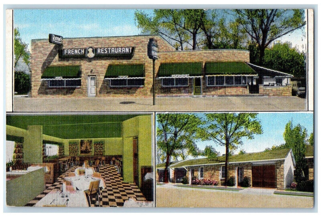 1949 Rene French Restaurant Eaton Motel Multi-View Indianapolis Indiana Postcard