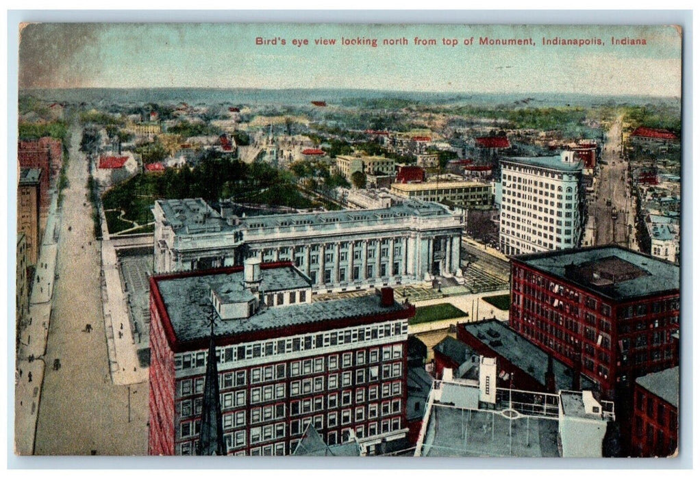 c1910 Birds Eye View Looking North from Top Indianapolis Indiana Posted Postcard