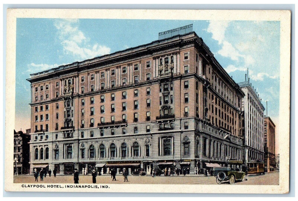 c1910 Exterior Claypool Hotel Building Indianapolis Indiana IN Antique Postcard