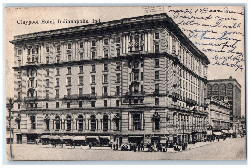 1907 Claypool Hotel Building Indianapolis Indiana IN Antique Vintage Postcard