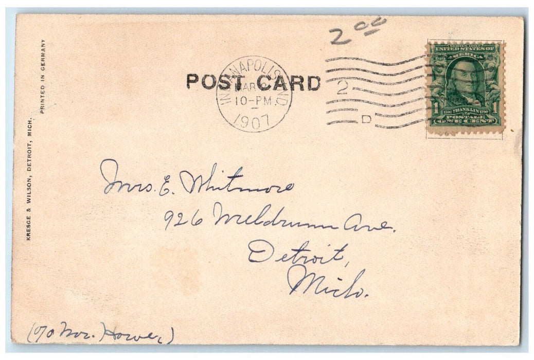 1907 Claypool Hotel Building Indianapolis Indiana IN Antique Vintage Postcard