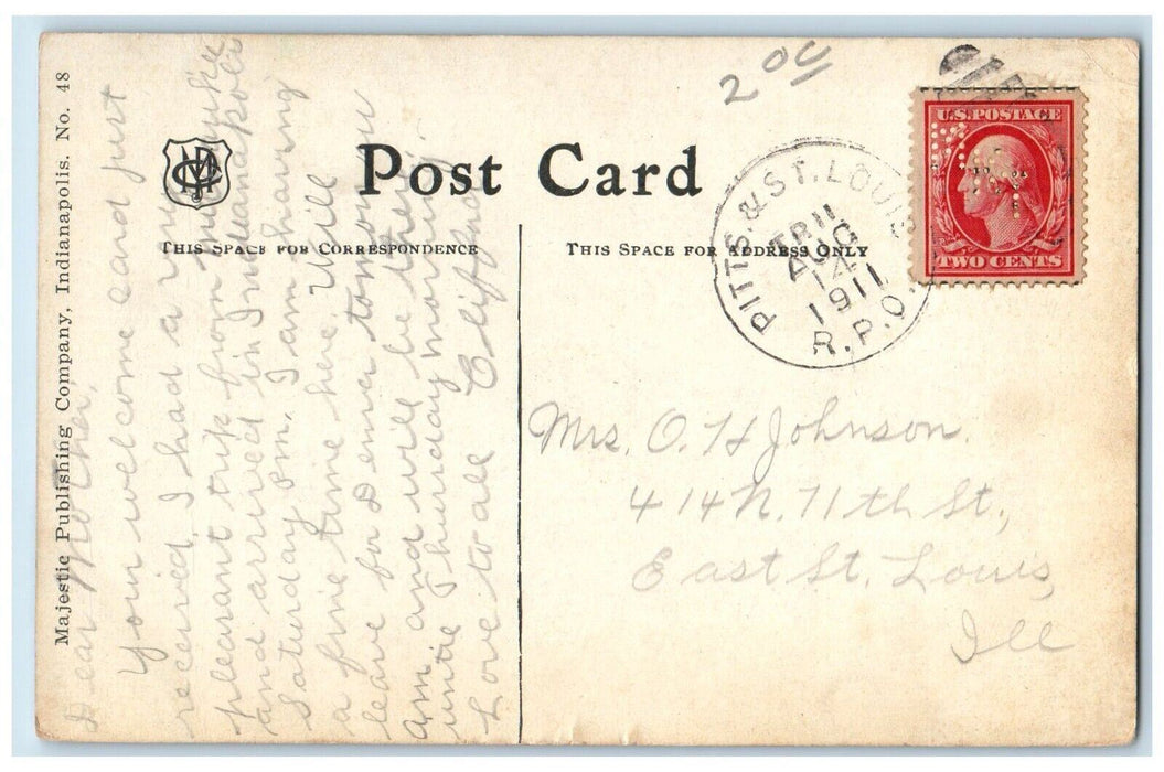 1911 Exterior Masonic Temple Building Indianapolis Indiana IN Antique Postcard