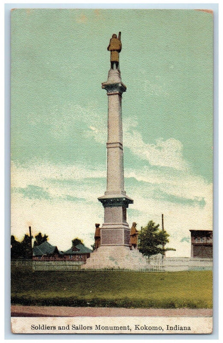 c1910 Scenic View Soldiers Sailors Monument Kokomo Indiana IN Antique Postcard