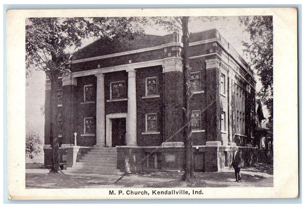 c1910 Exterior View M P Church Building Kendallville Indiana IN Antique Postcard