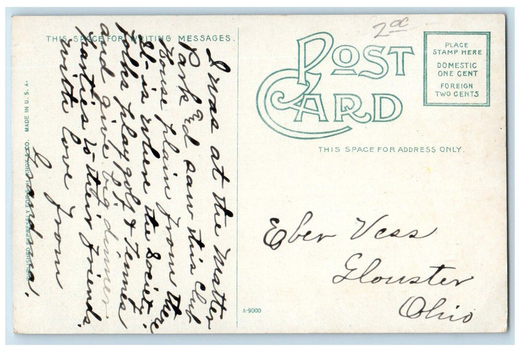 c1910 Country Club Marion Indiana IN SH Knox & Co. Posted Antique Postcard