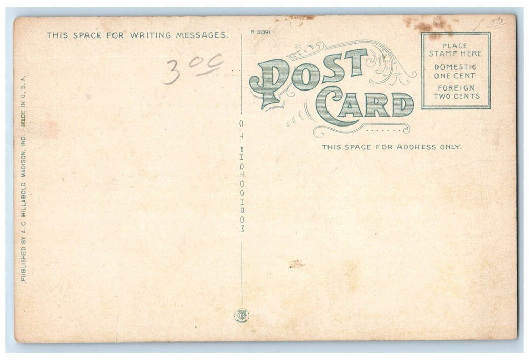 c1910 St. Michael's Catholic Church and School Madison IN Unposted Postcard