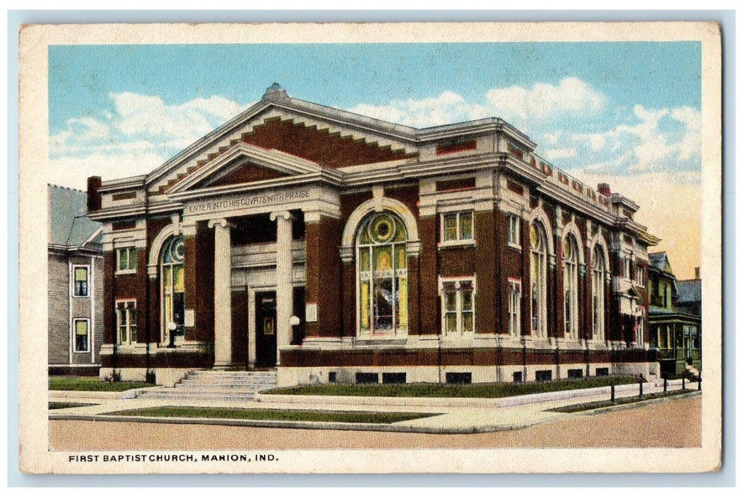 c1930's First Baptist Church Marion Indiana IN Unposted Vintage Postcard