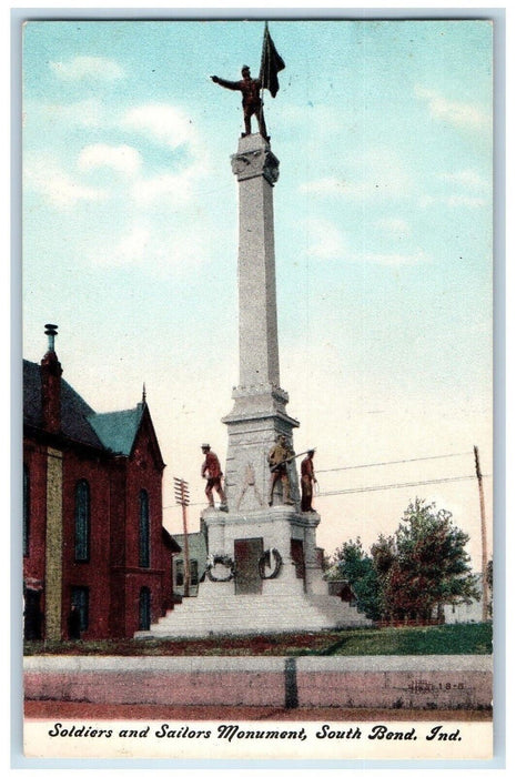c1910's Soldiers And Sailors Monument South Bend Indiana IN Antique Postcard