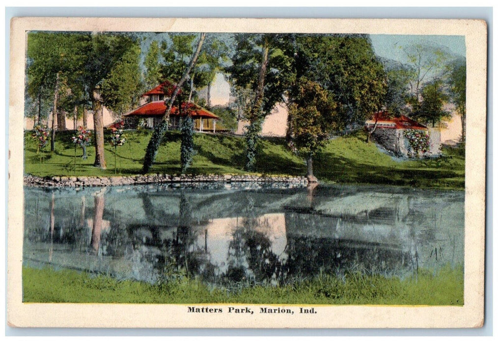 c1930's River Scene Matters Park Marion Indiana IN Unposted Postcard