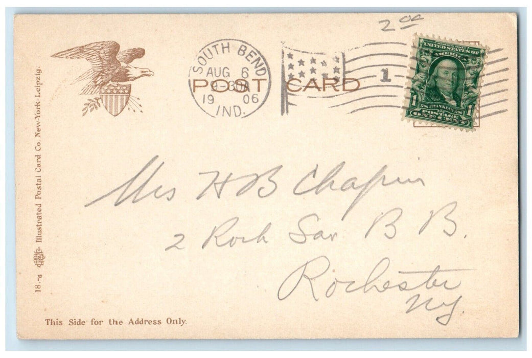 1906 Rustic Bridge In Leeper Park South Bend Indiana IN Posted Antique Postcard