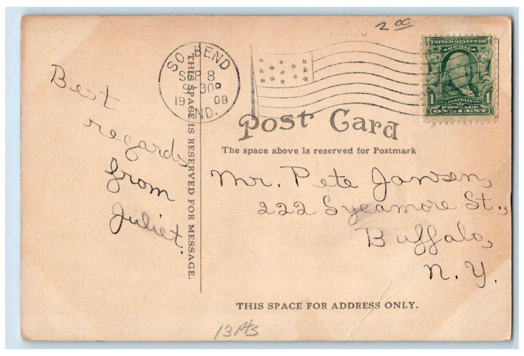 1908 Lover's Lane Springbrook Park And Trees South Bend Indiana IN Postcard