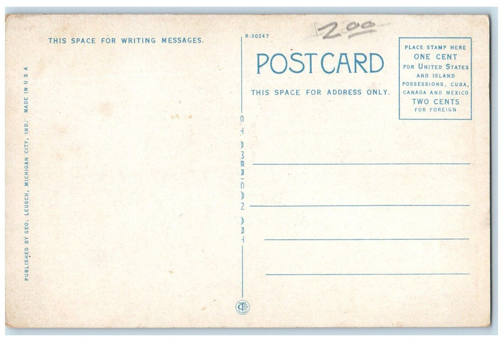 c1950's Passenger Boat Leaving For Chicago Scene Michigan City IN Postcard