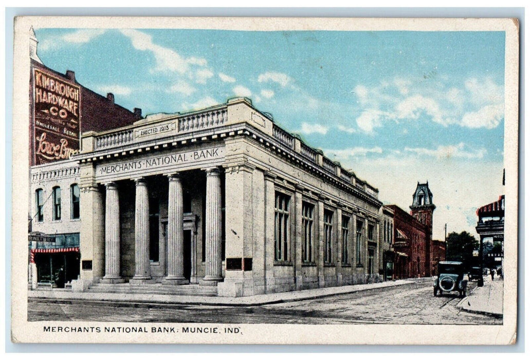 c1930's Merchants National Bank Muncie Indiana IN Vintage Unposted Postcard
