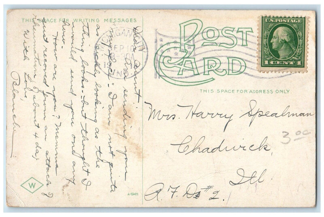 1913 Views of Michigan City Indiana IN Posted Antique Multiview Postcard