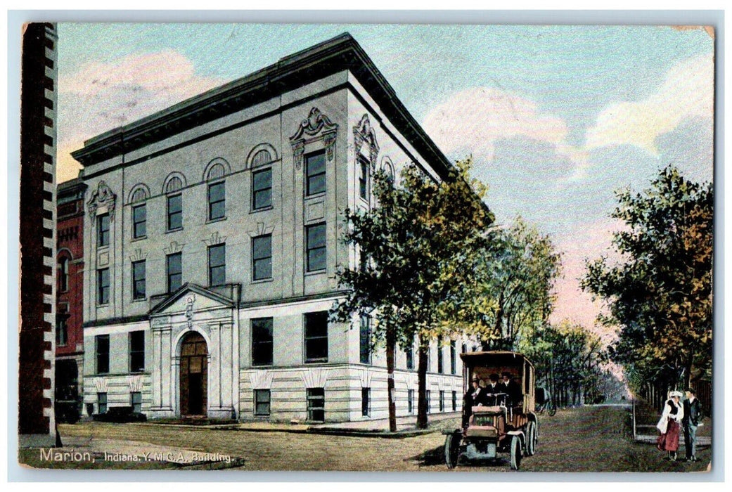 1910 Y.M.C.A. Building Marion Indiana IN Posted Antique Hugh Leighton Postcard