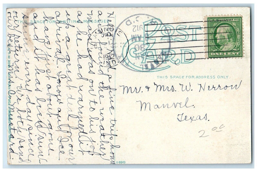 1912 New Post Office Muncie Indiana IN Posted Antique SH Knox & Co. Postcard