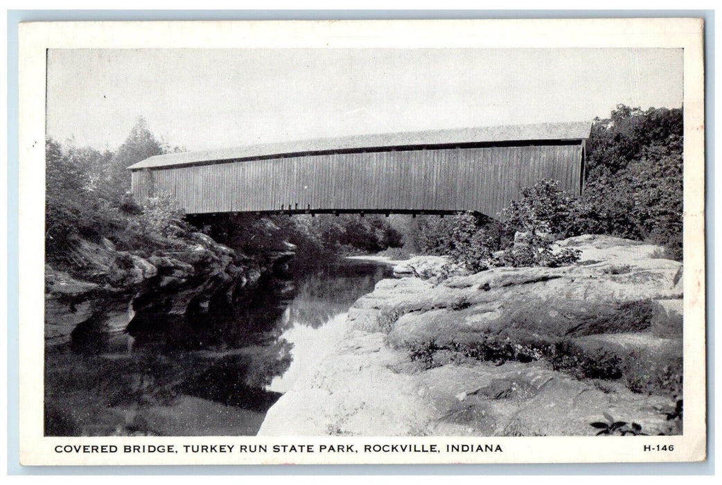 c1940 Covered Bridge Turkey Run State Park Rockville Indiana IN Antique Postcard