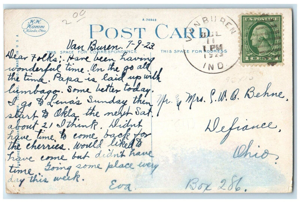 1923 Marion National Bank Building Marion Indiana IN Van Buren IN Postcard