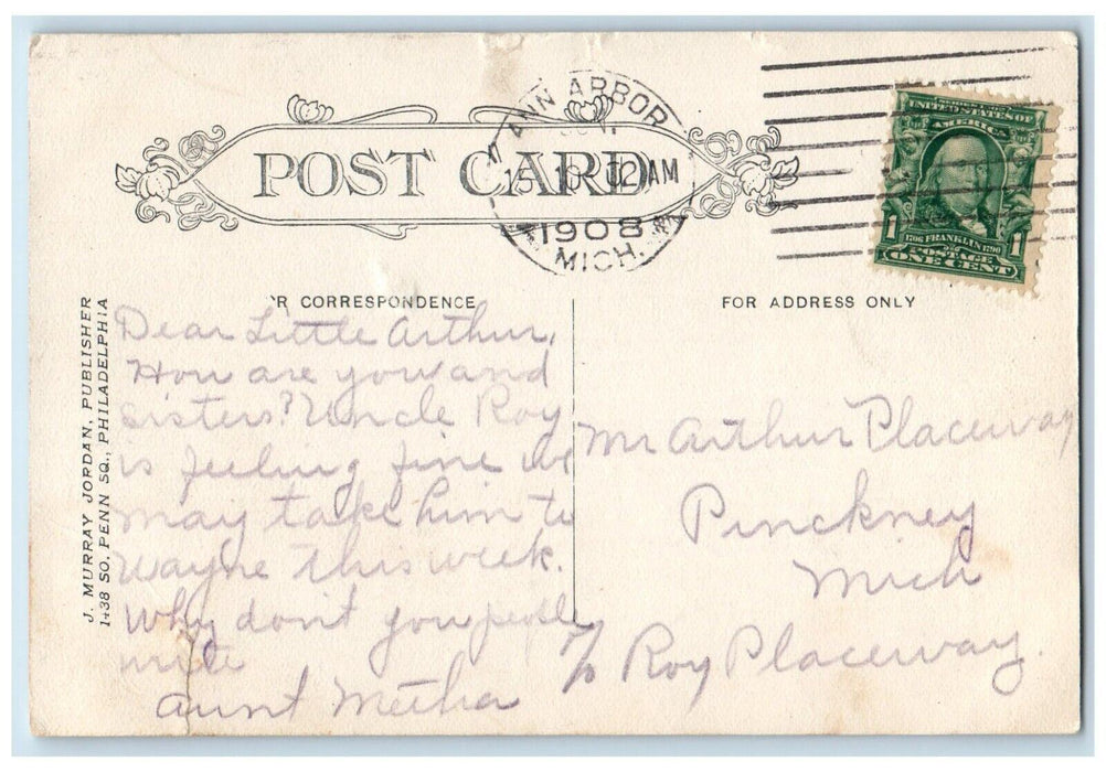 1908 Squirrels University Campus Dualview Animals Ann Arbor Michigan MI Postcard