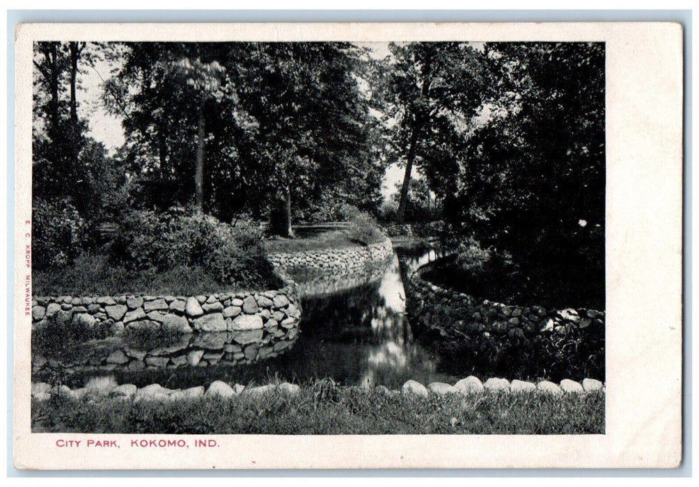 1905 Scenic View City Park Pond Trees Kokomo Indiana IN Vintage Antique Postcard