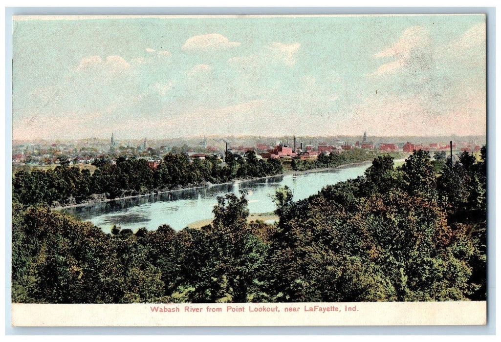 1910 Birds Eye View Wabash River Point Lookout La Fayette Indiana IN Postcard