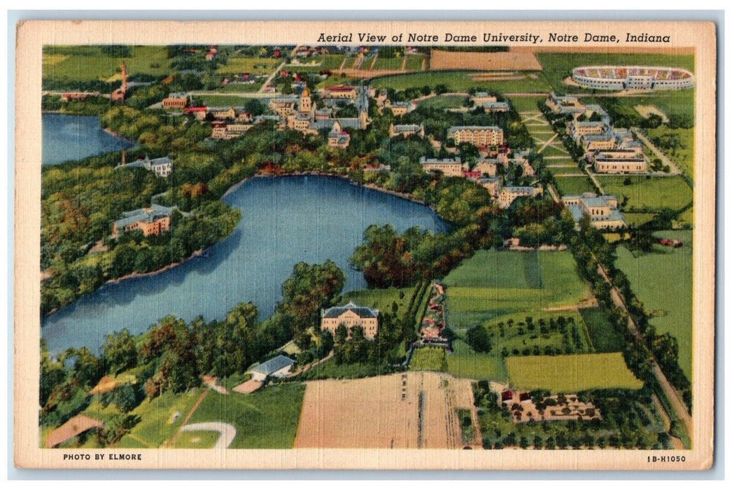 c1950's Aerial View of Notre Dame University Notre Dame Indiana IN Postcard