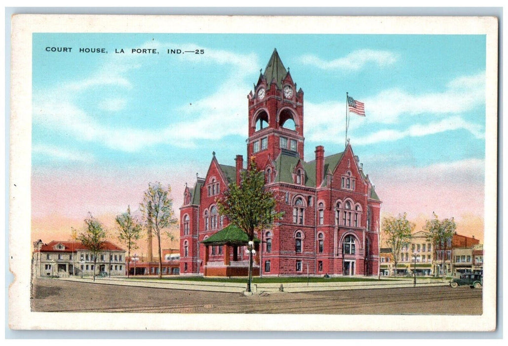 1910 Roadside View Court House Building La Porte Indiana IN Antique Postcard