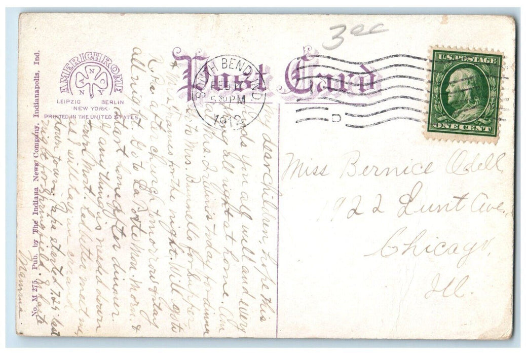 1912 St. Joseph's Hospital Building South Bend Indiana IN Antique Postcard