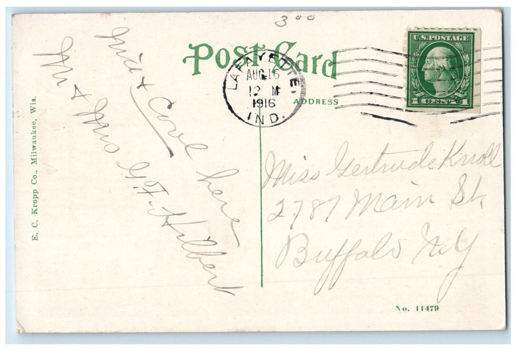 1916 Main Street Showing La Fayette Loan Trust Co Office Bldg Indiana Postcard