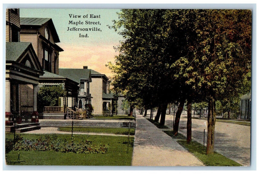 c1910 Scenic View View East Maple Street Jeffersonville Indiana Vintage Postcard