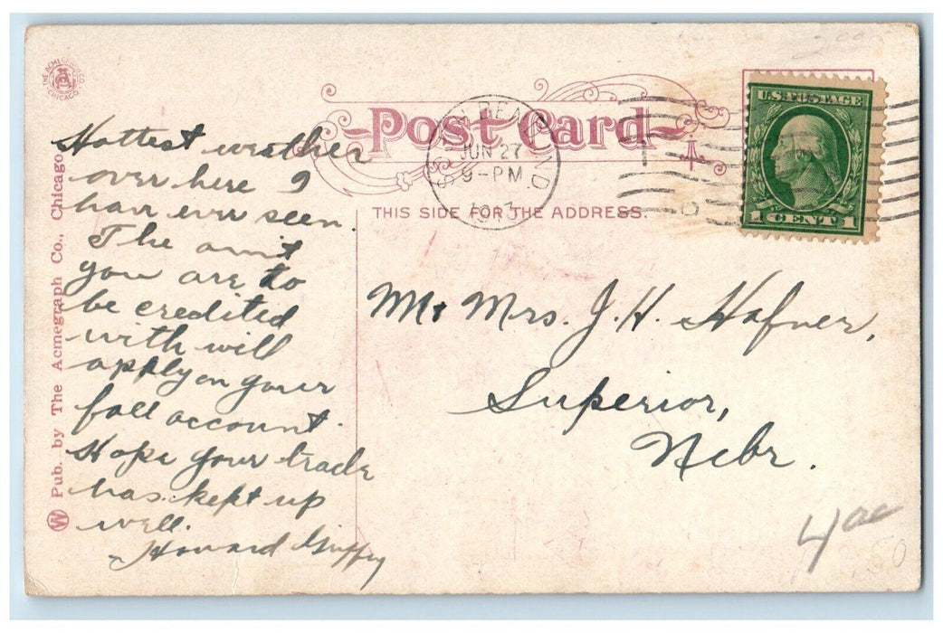 1913 Michigan Street Looking South Trolley Stores South Bend Indiana IN Postcard