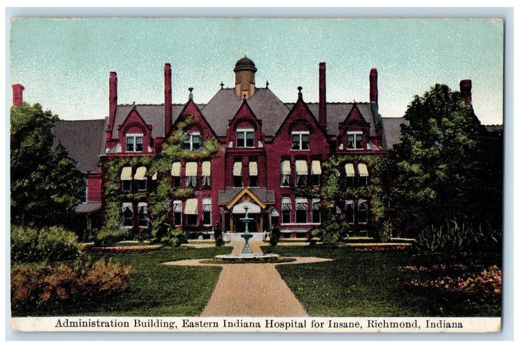 c1910 Administration Building Eastern Indiana Hospital Insane Indiana Postcard