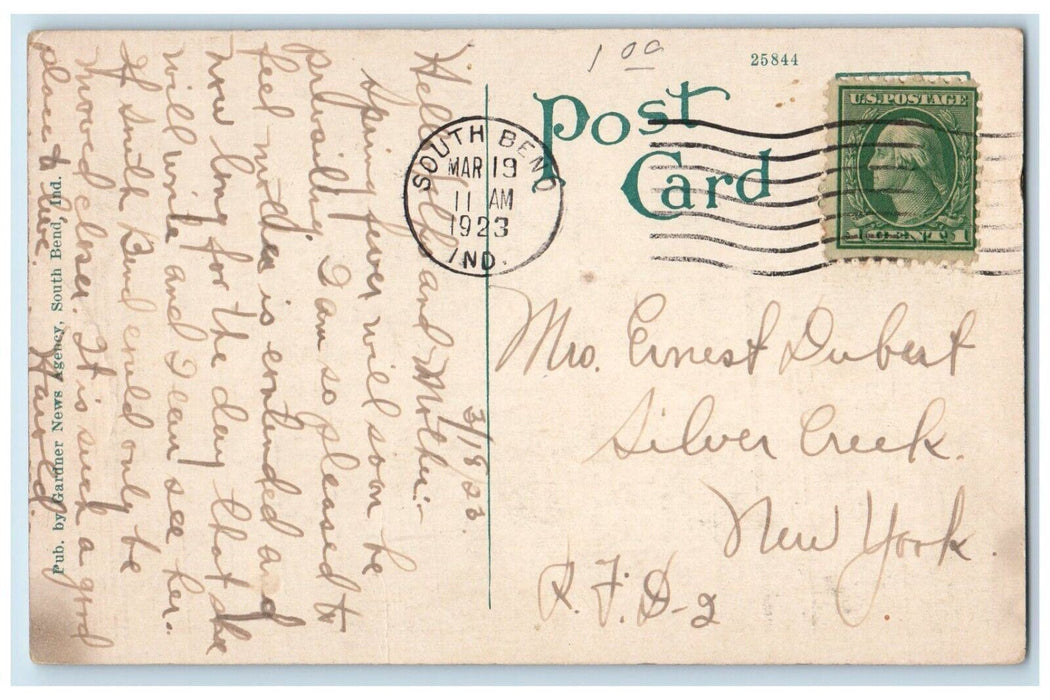 1923 The Oliver Hotel Building Cars Street View South Bend Indiana IN Postcard