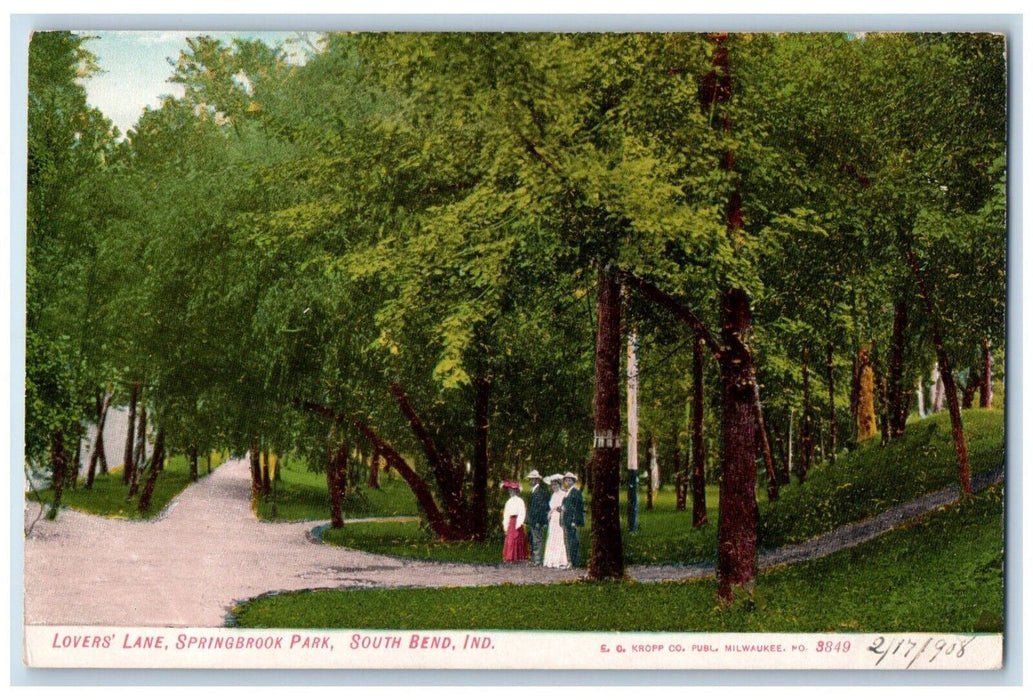 c1910's Lovers Lane Springbrook Park South Bend Indiana IN Unposted Postcard