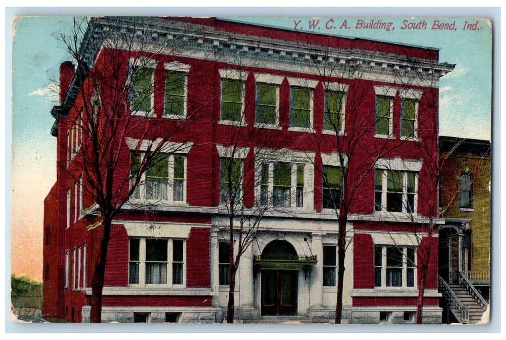 c1910's YWCA Building Scene Street South Bend Indiana IN Antique Postcard