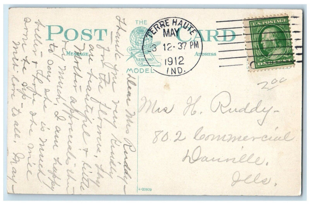 1912 Library Indiana State Normal School Terre Haute Indiana IN Antique Postcard