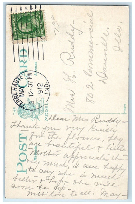 1912 Library Indiana State Normal School Terre Haute Indiana IN Antique Postcard