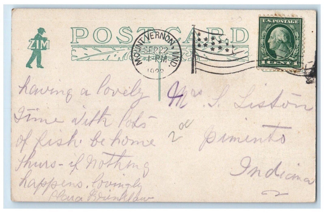 c1920's Fogas Drugstore Main Street North Mt. Vernon Indiana IN Postcard