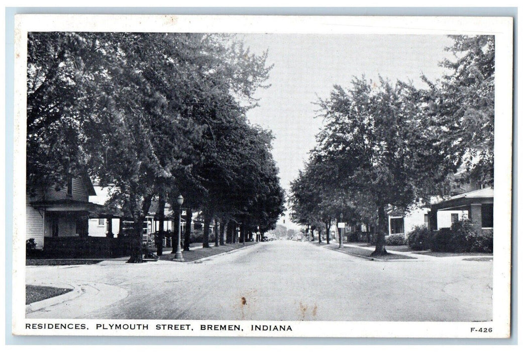 c1940 Residences Plymouth Street Road Bremen Indiana IN Vintage Antique Postcard