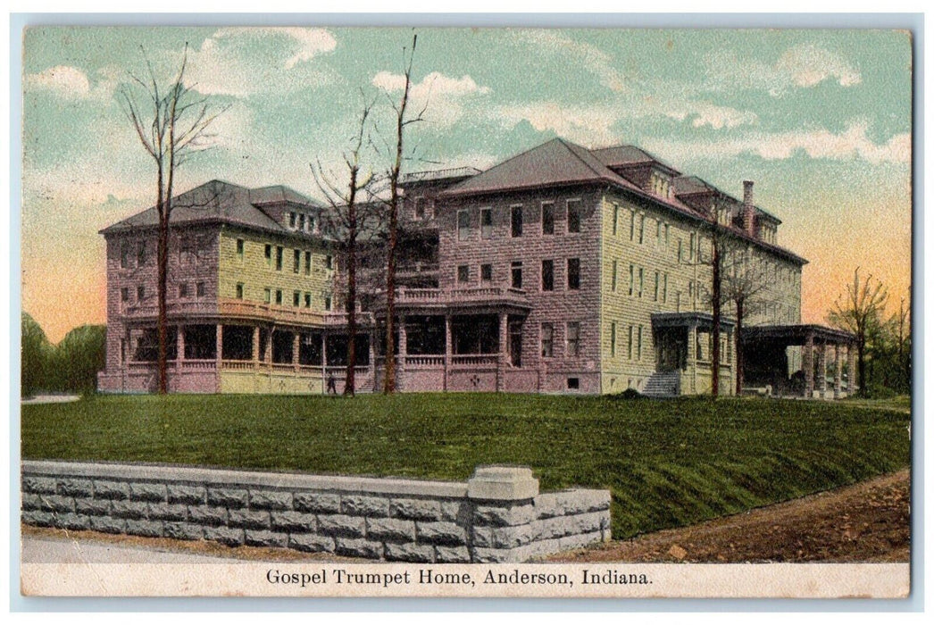 c1910 Gospel Trumpet Home Building Anderson Indiana IN Vintage Antique Postcard