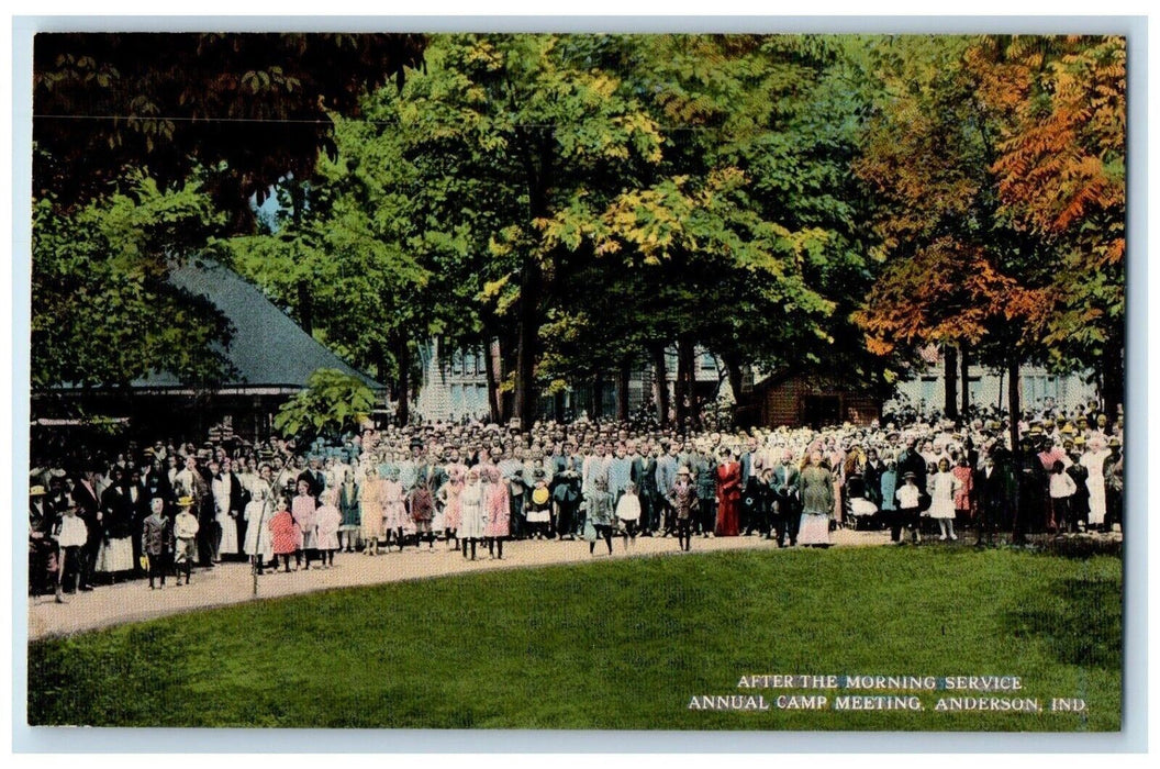 c1910 After Morning Service Annual Camp Meeting Crowd Anderson Indiana Postcard