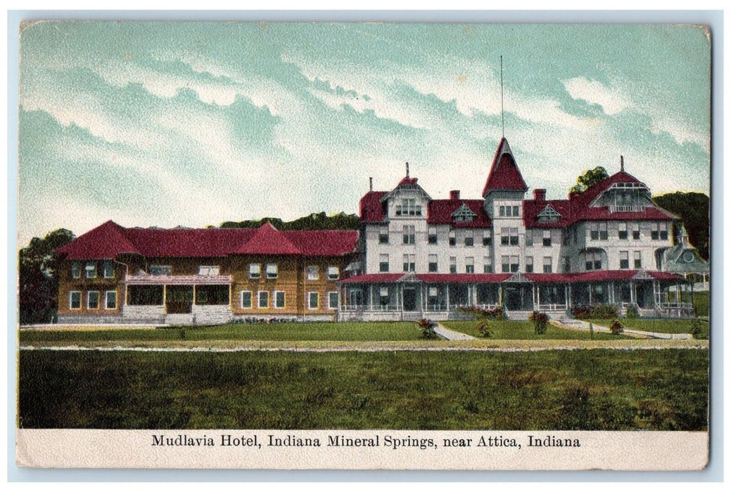 c1910 Mudlavia Hotel Indiana Mineral Springs Attica Indiana IN Antique Postcard
