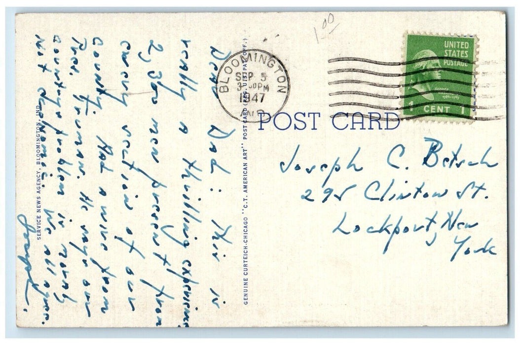 1947 Administration Building Indiana University Bloomington Indiana IN Postcard