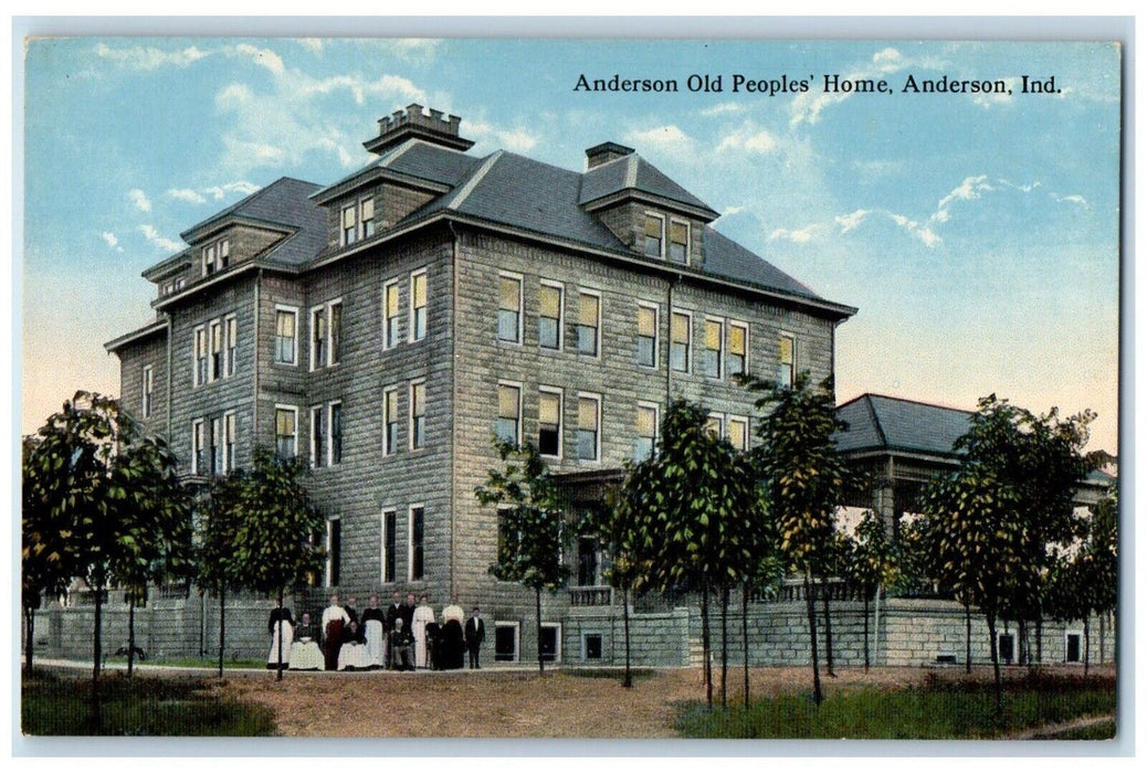 c1910 Exterior View Anderson Old People Home Building Anderson Indiana Postcard