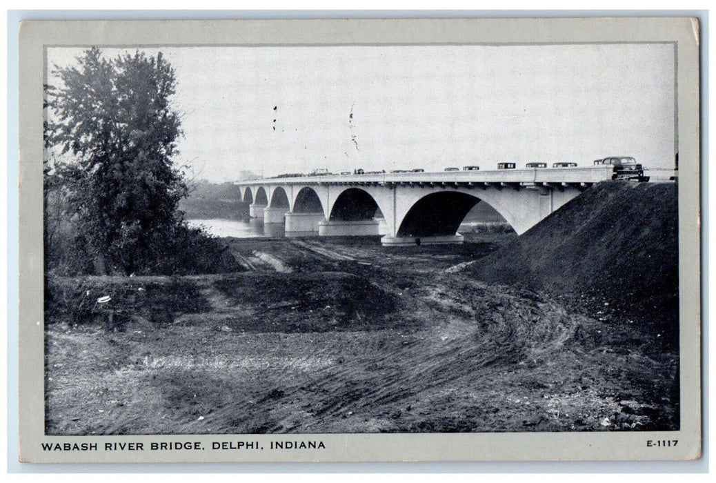 1946 Scenic View Wabash River Bridge Delphi Indiana IN Vintage Antique Postcard