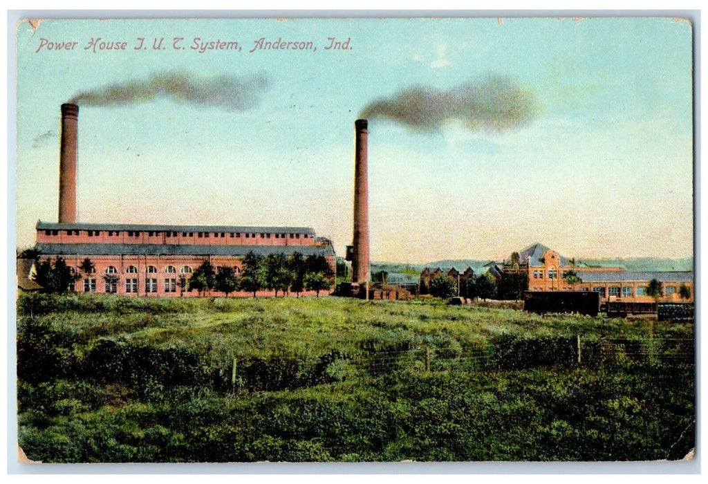 1911 Power House Building JUT System Anderson Indiana Antique Vintage Postcard