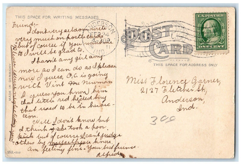 1911 Power House Building JUT System Anderson Indiana Antique Vintage Postcard