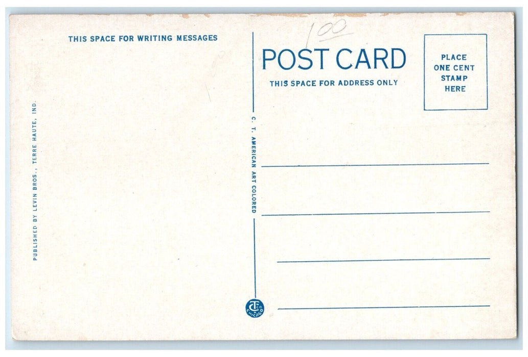 c1920 State Normal Library Exterior Building Road Terre Haute Indiana Postcard